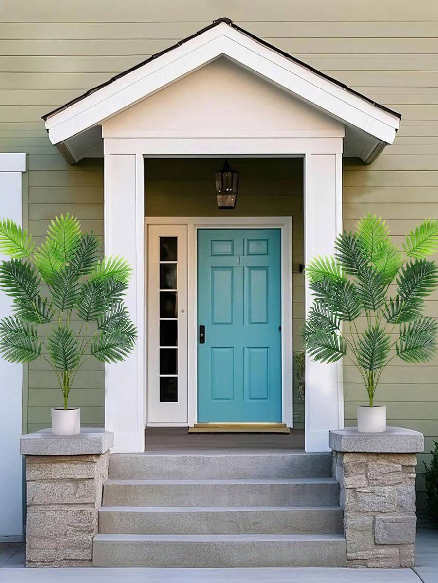 1PC仿真植物人造热带植物室内外适合家庭办公室桌子厨房浴室门装饰 - 18頭-綠植-01 - 查看 1