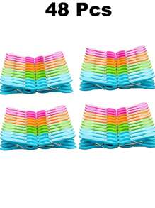 12/24/48 حبة قماش ، مشابك ملابس ملونة بلاستيكية بطول 73 مم لتعليق الملابس والجوارب ، إكسسوارات لا غنى عنها للعودة إلى المدرسة ، مشابك ملابس قوية بنوابض ، مجموعة مشابك تجفيف الملابس ، مناسبة للملابس والمناشف والجوارب (ألوان عشوائية)