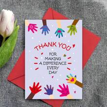 1pc Appreciation Card For Teachers And Teaching Assistants, Paper Thank You Note With Envelope, Gratitude For Making A Difference Every Day, Suitable For School And Special Occasions School Decor School Surprise Dormitory Decor Back To School