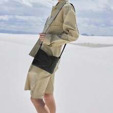 Woven Shoulder Bag Fashion T Rend Retro Messenger Bag Handbag Women Bucket Bag - Black - View 3