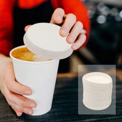 50/100个一次性纸杯盖，水杯和咖啡杯防尘盖，适用于家庭、酒店等