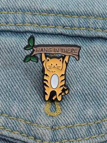 1 Stück niedliche Katze "Durchhalten" Broschen Anstecknadel, Tier Broschen Rucksack Revers Abzeichen Cartoon Tier Accessoires Schmuck Geschenk für Freunde