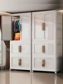 5/4/3/2/1 Layer Storage Cabinet Shelf, Household Wardrobe For Baby Clothes, Toys, Snacks, Easy Assembly, Foldable - White Brown - View 11