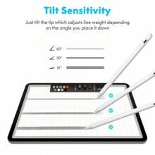 1 قلم متوافق مع أجهزة iPad من طراز iPad 2018-2024، بطارية ليثيوم أيون سعة 90 ميللي أمبير ساعة، شحن أسرع، رفض للبقع، حساسية لميلان، متوافق مع قلم Apple،قلم تنسيقي لأجهزة iPad 10 / 9/8/7/6، iPad Pro11/12.9/13بوصة M4، iPad Air 3/4/5/M2، iPad Mini 5/6 [بدون وظيفة الشحن المغناطيسي]