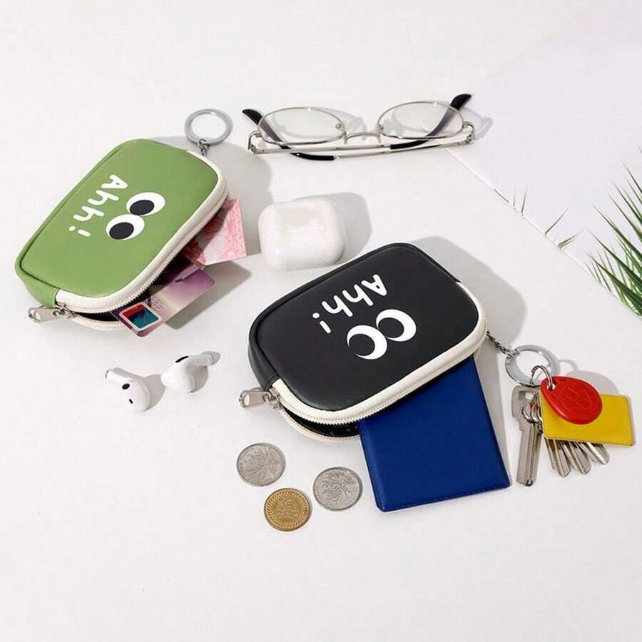 Cute Cartoon Coin Purse Card Holder Wallet Key Case Multi-Function Zipper Pouch For Women Wallet Mini Wallet Purse Wallet Coin Wallet - Black - View 1