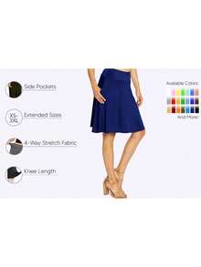 STRETCH IS COMFORT Women's And Plus Knee Length A-Line Skirt With Pockets Small - 3X - 炭灰色 - 查看 5
