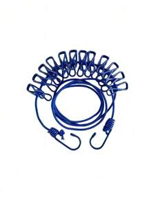 Portable Elastic Retractable Clothesline With 12 Clips - Elastic PVC Coated, Length 70.87 Inch, Suitable For Outdoor Travel And Home Use, Suitable For Backyard, Resort Hotel, Balcony Clothes Drying, Travel Clothesline For Socks And Small Items | Durable Clips, Clothesline Wear Resistant