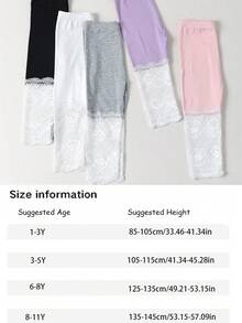 1PC Of Children's Summer Thin Girls' Super Elastic Lace And Lace Leggings That Can Be Worn As Cropped Pants - Multicolor - View 6