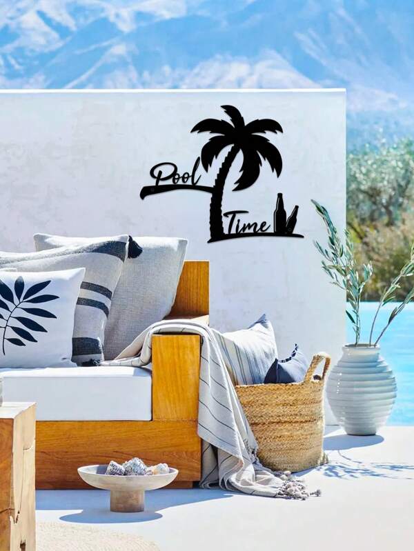 1pc Palm Tree Metal Wall Decor, Suitable For Bedroom, Living Room, Garden, Bathroom, Swimming Pool, Simple And Practical Indoor And Outdoor Decoration