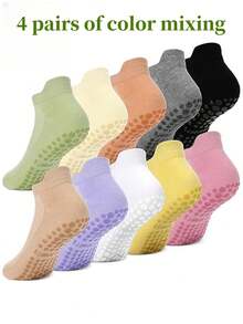 8 Pairs Soft, Lightweight, Breathable Short Yoga Socks For Women, Suitable For Spring/Autumn Daily Wear, Pilates, Yoga, Aerobics, Outdoor Running, Cycling, Hiking - Multicolor - View 11