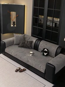 1 件雪尼尔提花沙发垫，现代奢华高端宠物友好型防尘沙发座椅保护套，适用于卧室、客厅、户外沙发，四季皆宜 - 深灰色 - 查看 7