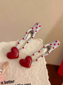 4pcs Women's Fashionable, Elegant, Sweet Elegant Heart & Polka Dot Hair Clips, Suitable For Daily Use, Home, School, Beach, Work Commute, Party, Holiday, Birthday, Back To School, New Year, Valentine's Day, Mother's Day, Wedding, Music Festival, Graduation