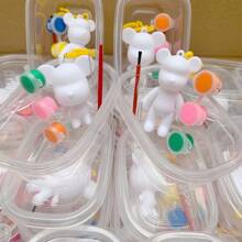 Juego de 1/3 piezas Oso de fluido Graffiti DIY, llavero de oso de fluido de dibujos animados, materiales de artesanía DIY, juguetes en blanco de graffiti pintados a mano, adecuado como obsequio de fiesta, recompensa en el aula, accesorio colgante (color de accesorio aleatorio), Regreso a la escuela, Útiles escolares