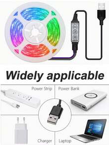 3.28 英尺-100 英尺 RGB LED 灯带，USB 5V 3535SMD 芯片，3 键控制器，适用于家居装饰、派对、节日照明、客厅、卧室、电视背景 - 彩色 - 查看 10