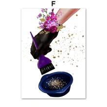 1 pieza Regalo Moderno Arte de pared para salón de belleza, peluquería, manicura - Pintura en lienzo estilo nórdico de pósters y cuadros para decoración de salón de belleza, opcional con marco - Multicolor - Ver 46