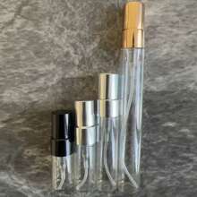 Juego de 20 botellas de vidrio recargables de 2ml, 3ml, 5ml y 10ml con tapa de metal de aluminio, botellas de spray de vidrio portátiles para muestra de perfumes