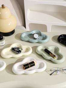 1PC Asymmetrical Cloud-Shaped Ceramic Tray, Nordic Style Jewelry Storage Tray, Decorative Plate For Jewelry Collection, Jewelry Display Tray, Gift For Woman, Home Decor - Multicolor - View 12