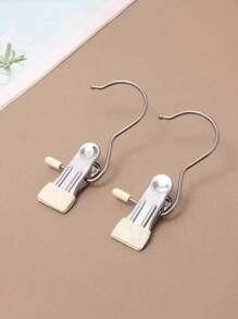 Premium Stainless Steel Clothes Clip, Adjustable Metal Pants Hanger With Clips,Laundry Clothes Nail With Hook, Portable Hanging Clothes Clip Decorations Costumes Decor Festival Decor Pants And Skirt Hangers With Grip Clips,Spring,Minimalist,Summer Tops