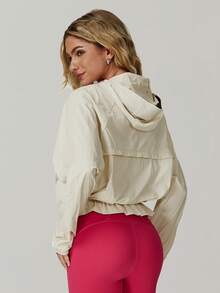 MASKERT Chaqueta ligera para mujer de protección solar para exteriores, de cintura corta, chaqueta transpirable de protección solar para primavera - Albaricoque - Ver 2