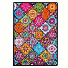 1 Set Delicate Mandala Flower Cover Diamond Painting Notebook Set, 5D DIY Asymmetrical Diamond Embroidery Thick Sketchbook & Notebook, Handicraft, Suitable For Students, Home, Business, Memo Pad And Holiday Gifts