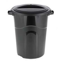 2025 32 Gallon Heavy Duty Plastic Garbage Can With Lid - Indoor/Outdoor Use In Black