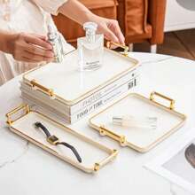 Light Luxury Tray Household Rectangular Cosmetics Storage Tray Living Room Water Cup Storage Hotel Apartment Storage Tray