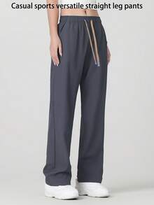 3件套女士运动直筒裤，休闲百搭直筒宽松长裤，时尚紧身裤 - 彩色 - 查看 6