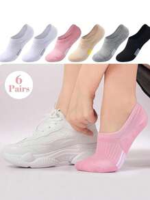 6 Pairs Women Mixed Color Low Cut Athletic Socks, Suitable For Sports, Cycling, Fitness And Casual Wear, Riding Socks | Subtle Fashion | Elastic Fiber Comfort, Cute Socks