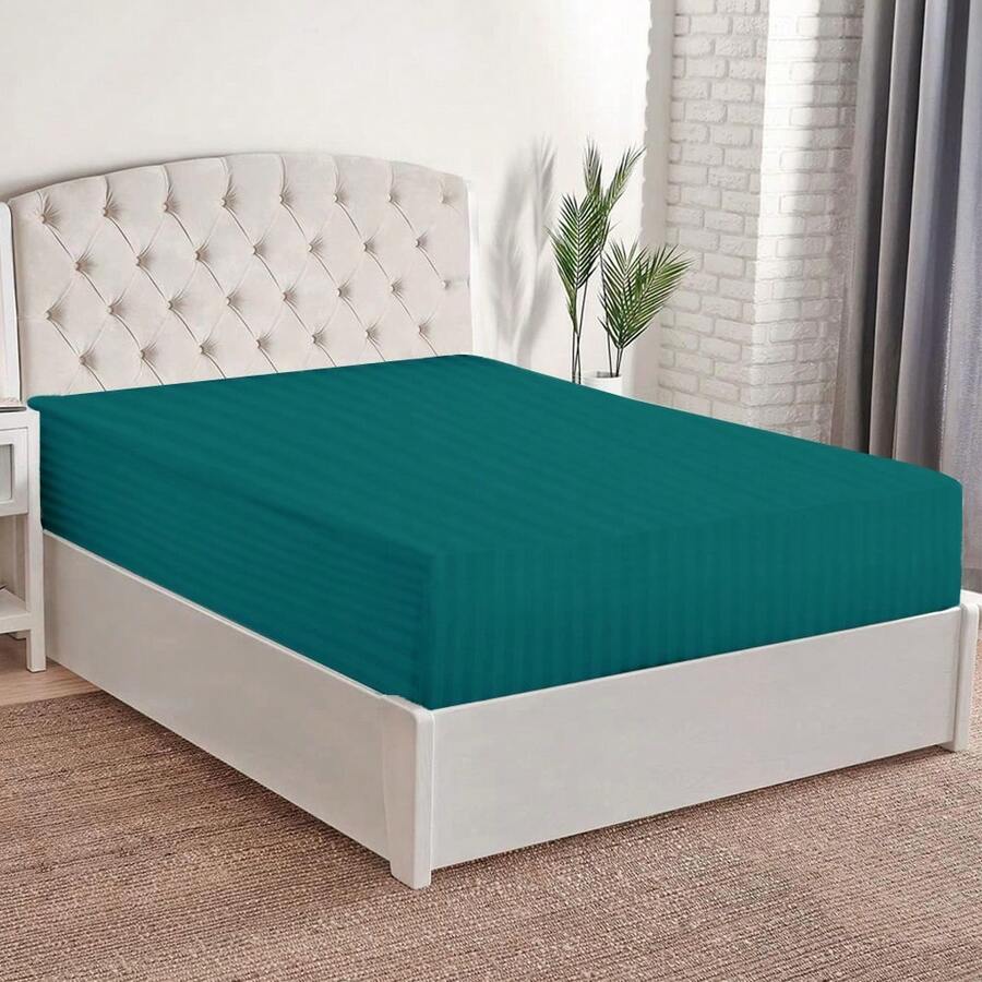 Box Spring Sheet With Full Bottom, Cotton Touch, Soft And Fresh, Ideal For Spring, Available In Single, Double, Queen Size And King Size, Variety Of Colors, Perfect For Modern Bedrooms, Breathable And Comfortable For All Seasons - 水鴨藍 - 查看 1