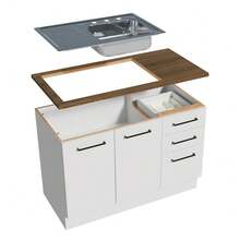 Mueble de Cocina Encimera con Tarja de Inox Luna 120cm Color Marrón 01 - Marrón - Ver 6