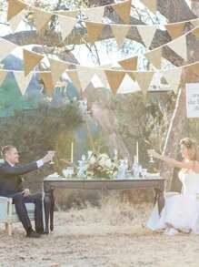 Jutesack Wimpelkette - 3,6 m mehrfarbige Dreieck Wimpel, universelle Urlaubs-Gartenwimpelkette für Hochzeit, Geburtstag, Verlobung, Ostern, Abschluss, Boho-Party Dekorationen, Bridal-Shower, Party Hintergrund Dekorationen, Wohndekoration, Geschenke (12 Flaggen) Wandteppich Raumdekoration Geburtstagsdekorationen