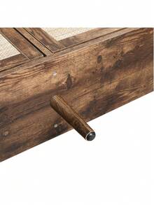 Shoe Cabinet With Four Doors (105 X 24 X 91 Cm), Retro Brown Shoe Cabinet With Four Doors, Rattan Look, Double Shelf, With Back Panel, Suitable For Hallways And Similar Areas