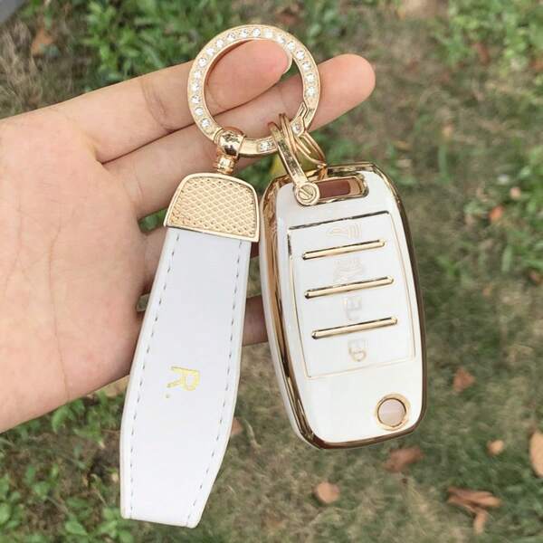 1pc Car Key Fob Cover, Soft TPU Car Key Case, Car Key Holder, Full Protection For Kia Key Pack For K3 For K4 For K5 For Kx3 For Kx5 For Kx7 For Smart Runner For Sorento 4-Button Keybag, Unisex Fashion