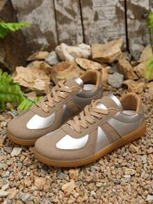 Zapatillas de mujer con suela suave, ligera y flexible, zapatillas deportivas planas de uso versátil y casual - Plateado - Ver 4