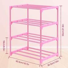4-Tier Small Pink Shoe Rack, Stackable Organizer For 6-8 Pairs, Kids Shoe Storage For Entryway & Closet - Pink - View 11
