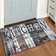 1pc Wood Grain Country Kitchen Mat - Non-Slip Polyester Rectangular Carpet, Suitable For Home Decor, Retro Kitchen Decor, Durable Floor Mat, Kitchen Rug Bathroom Decor Summer - Multicolor - View 6
