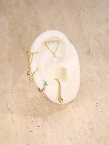 1 件 925 纯银蛇花耳钉个性软骨流苏耳钉精美珠宝适合日常佩戴婚礼派对订婚周年纪念情人节 - 金色 - 查看 2