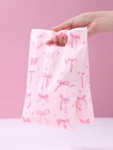 10/25/50pcs Pink Bow Gift Bags, Gift Wrapping Bags, Tote Bags, Gift Packaging Bags, Storage Bags, Pink Bow Party Favor Bags, Pink Birthday Decor, Wedding Supplies, Bridal Shower Favors, Baby Shower Decor, Gender Reveal Party Supplies, Bow Birthday Decorations, Pink Bow Decorations, Holiday Party Supplies, Pink Bow Decorations - Pink Bow - View 2
