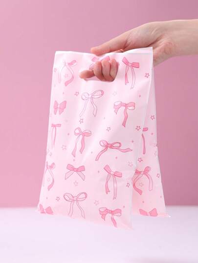10/25/50pcs Pink Bow Gift Bags, Gift Wrapping Bags, Tote Bags, Gift Packaging Bags, Storage Bags, Pink Bow Party Favor Bags, Pink Birthday Decor, Wedding Supplies, Bridal Shower Favors, Baby Shower Decor, Gender Reveal Party Supplies, Bow Birthday Decorations, Pink Bow Decorations, Holiday Party Supplies, Pink Bow Decorations