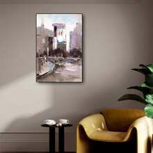 3pcs Modern Urban Abstract Oil Painting Wall Arts Canvas Posters, High-Definition Printing Optional Frame, Office, Classroom, Living Room Home Decoration Hanging Painting ,Wall Art With Frame