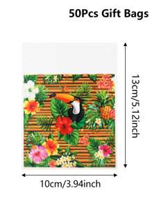 50/100 Stücke Selbstverschließende Süßigkeitenverpackung im Hawaii-Stil, Geschenktüte mit Hawaii-Vogel- und tropischem Blumenmuster, Geschenkverpackung, Hawaii-Party, Snack-/Keksverpackung, Süßigkeitenverpackung, Hawaii-Party-Deko, Sommer-Party-Deko, Geburtstagsdekoration, Bridal-Shower-Gastgeschenke, Feiertags-Party-Bedarf