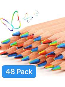 24 Pack 7-In-1 Rainbow Colored Pencils, Bulk Pencils, Perfect For Easter Basket Stuffers, Birthday Party Favors, Classroom Rewards, Goodie Bags, School Supplies, Christmas Stocking, Halloween Treats, Vibrant Multi-Colored Drawing For Crafts, Coloring Books, DIY Kits, Teacher Gifts, Student Incentives, Party Decor, Back To School - Multicolor - View 17