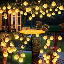 Luces de hadas con bola de cristal con energía solar | 8 modos de iluminación | Opciones de luz cálida, blanca, de colores y azul | Luces solares para exteriores IP65 con 20/50/100 LED para jardín, porche, patio, jardín de cerveza, boda, fiesta, Navidad y Halloween | Regalo perfecto para el hogar, la oficina, el dormitorio, el hotel, la fiesta, el restaurante, luces de hadas para exteriores