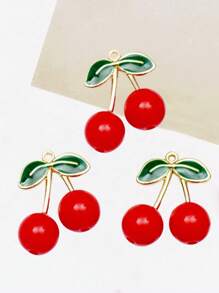 3pcs Cute Semi-Transparent 3D Strawberry & Cherry Pendant For DIY Jewelry, Earrings Supplies