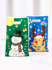 10/20/50 件圣诞手提袋，塑料圣诞老人雪人礼品袋糖果袋，非常适合圣诞快乐派对婚礼装饰购物礼物赠送用品，圣诞装饰家居装饰 2024 新年快乐 2025 礼物，圣诞节 - 多色 - 查看 6