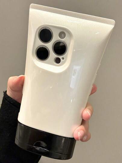 1pc Creative Lady Make-Up Face Wash Bottle Shape Phone Case Compatible With IPhone16 15 14 13 12 11 Pro Max Plus Soft Glossy Silicone 3D Cover