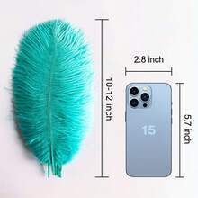 10pcs Mint Green Artificial Feathers 10-12 Inch (25-30cm) Bulk Feathers For Home Decoration And DIY Clothing And DIY Clothes Decoration, Gatsby Decorations - Màu xanh Bạc hà - Xem 2