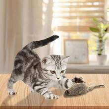 全新可爱有趣的猫咪毛绒逼真老鼠，适合放松、自娱自乐、磨牙、咬人、玩乐、宠物猫玩具 - 深灰色 - 查看 6