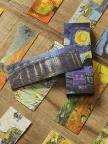 1pc 30 Creative Boxed Landscape Oil Painting Series Paper Bookmarks, Unique Box Design, Ins Style And Artistic Style Small Items, Portable And Compact, Suitable For Birthday Gifts, School And Office Supplies, Travel Souvenir Gifts, Hand Account Collage Embellishments, Drama Reading Marks