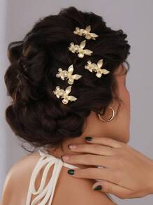 Elegante pinza para el cabello de metal con diseño de mariposa de moda